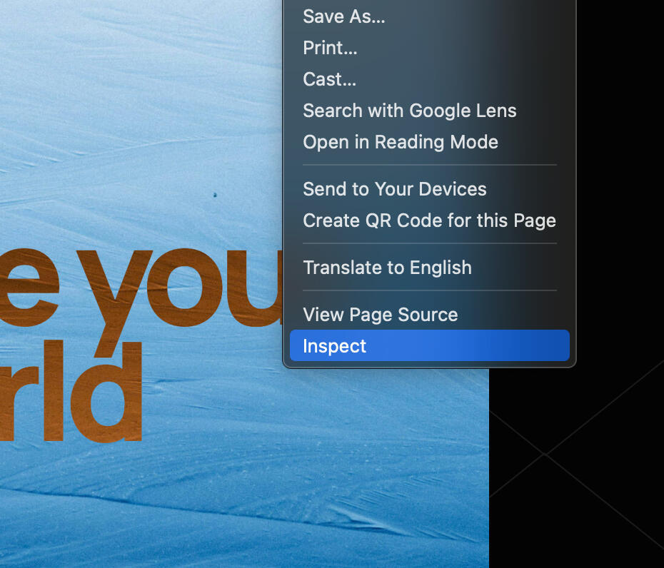 Right-click &amp; select "Inspect"